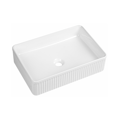 Tailored Bathrooms Flauto Fluted Rectangle Countertop Basin – Gloss White 500x340x130mm