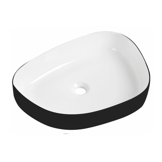 Tailored Bathrooms Black Pebble Countertop Basin – Black/White (555x410x140mm)