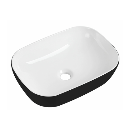 Tailored Bathrooms Black Curved Countertop Basin – Black/White (465x335x135mm)