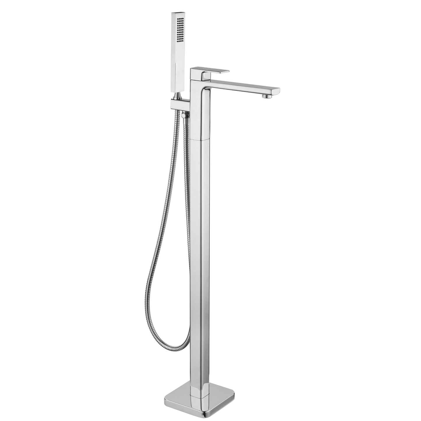 Tailored Bathrooms Quadrado Square Freestanding Bath Tap with Shower Mixer – Brushed Brass, Chrome, or Black