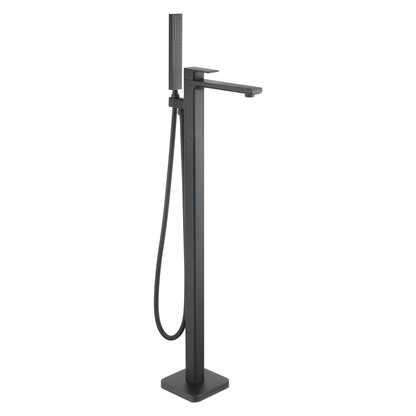 Tailored Bathrooms Quadrado Square Freestanding Bath Tap with Shower Mixer – Brushed Brass, Chrome, or Black