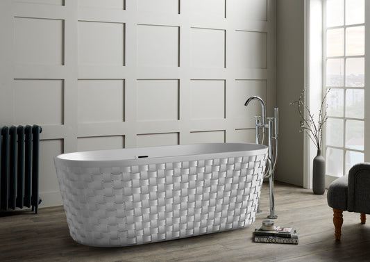 Roll Top Bath Company Ingrid Freestanding Bath – Woven Basket-Weave Acrylic Bathtub