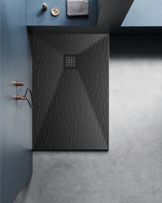 Precision Trays Black Shower Tray – Ultra-Slim Stone Effect
