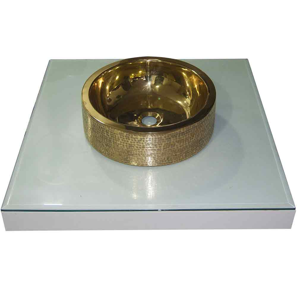 Coppersmith Creations Brass Sink Pattern Exterior Double Wall Design