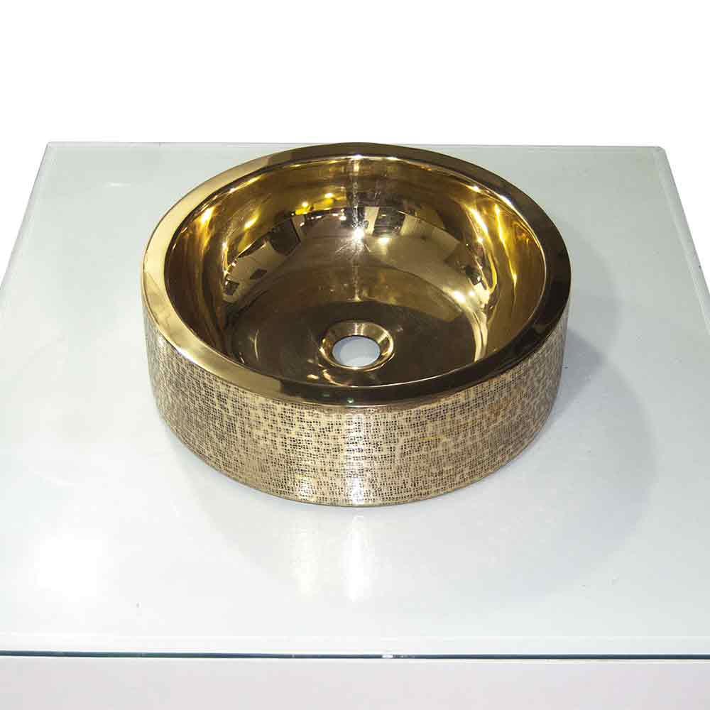Coppersmith Creations Brass Sink Pattern Exterior Double Wall Design