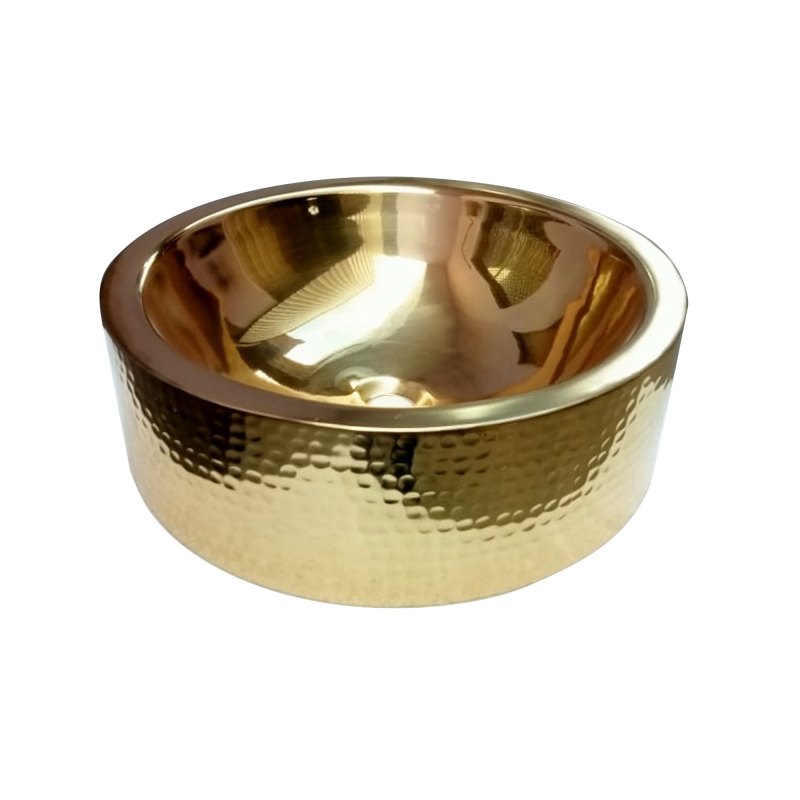 Coppersmith Creations Brass Sink Hammered Pattern Exterior & Smooth Interior Double Wall