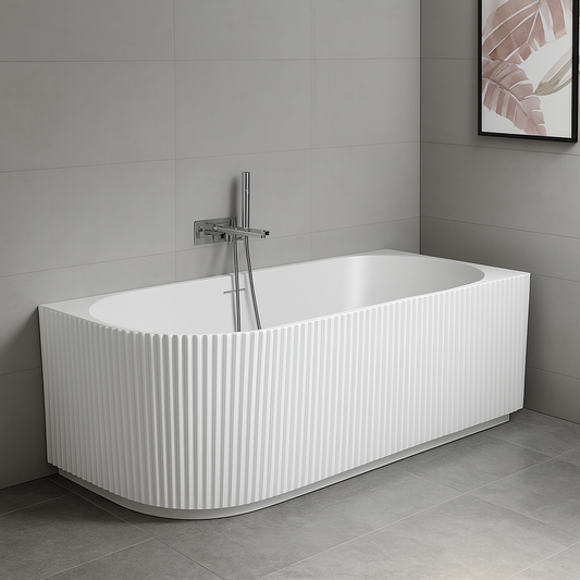 Roll Top Bath Company Sophia Corner Freestanding Bath – Fluted Acrylic Bathtub (Left and Right Options)
