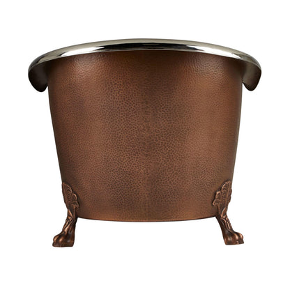 Coppersmith Creations Copper Clawfoot Tub Nickel Interior Antique Hammered Copper Exterior Double Slipper
