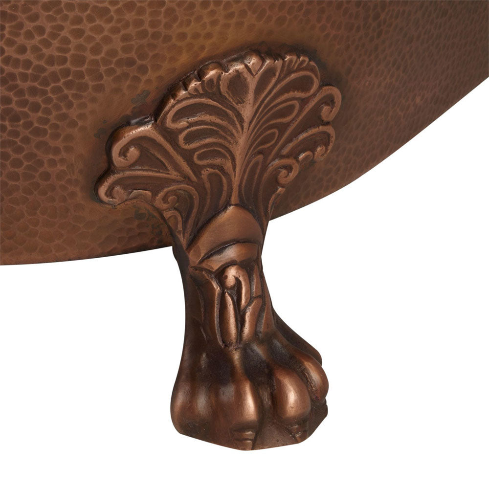 Coppersmith Creations Copper Clawfoot Tub Nickel Interior Antique Hammered Copper Exterior Double Slipper