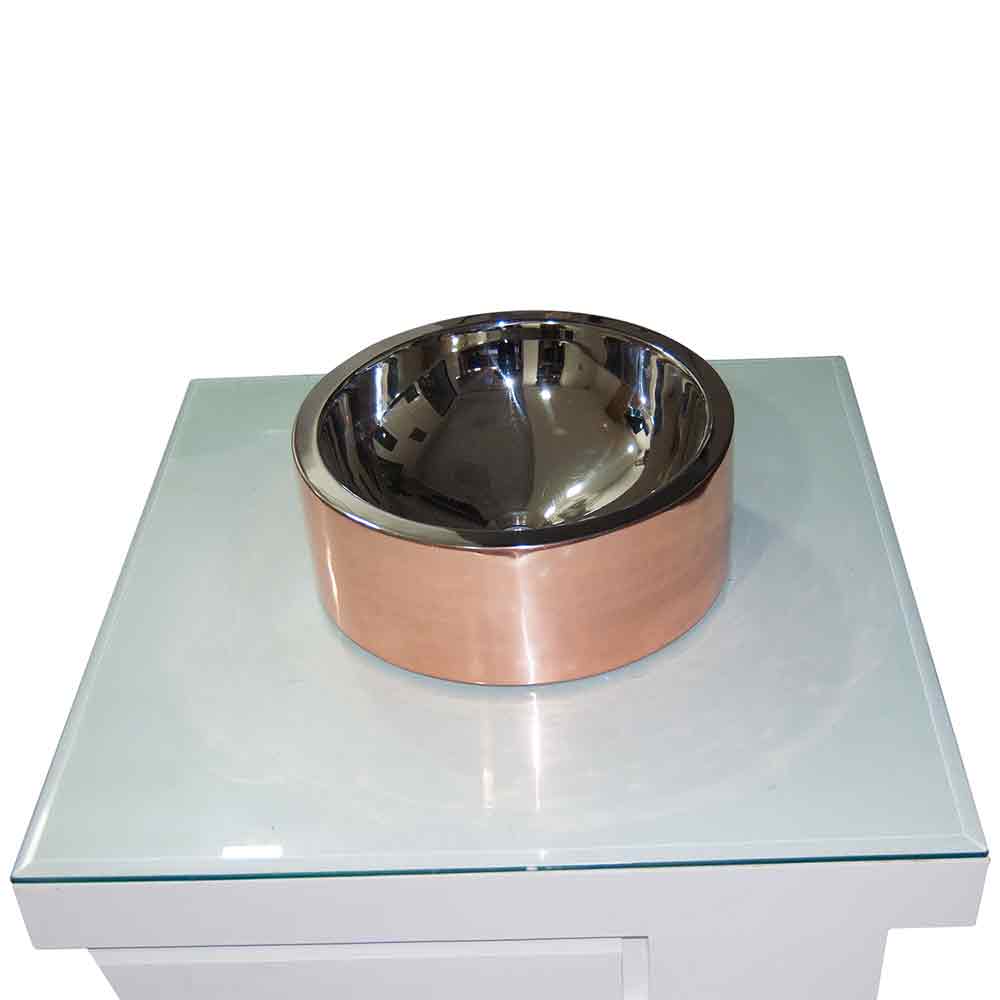 Coppersmith Creations Double Wall Copper Sink Nickel Inside Shiny Copper Outside