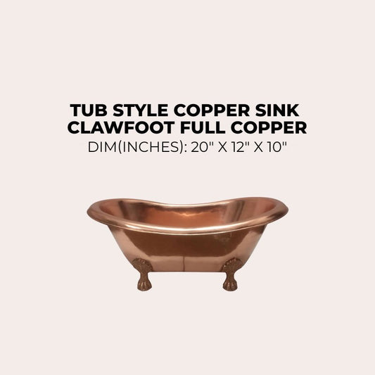 Coppersmith Creations Copper Tub Style Basin Clawfoot Full Copper