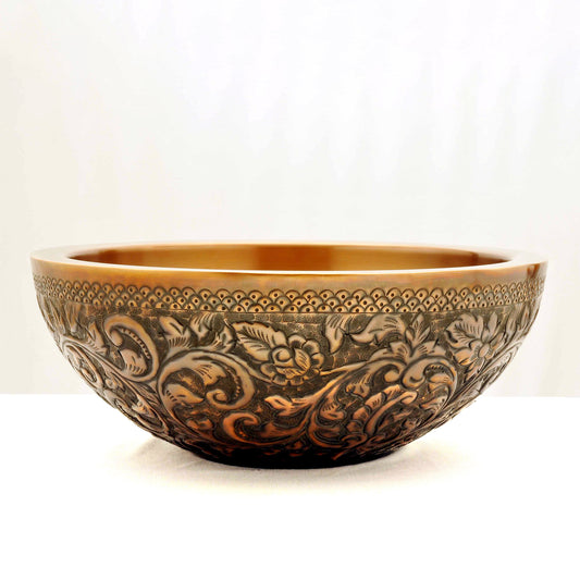 Coppersmith Creations Double Wall Copper Sink Embossing Outside Inside Plain