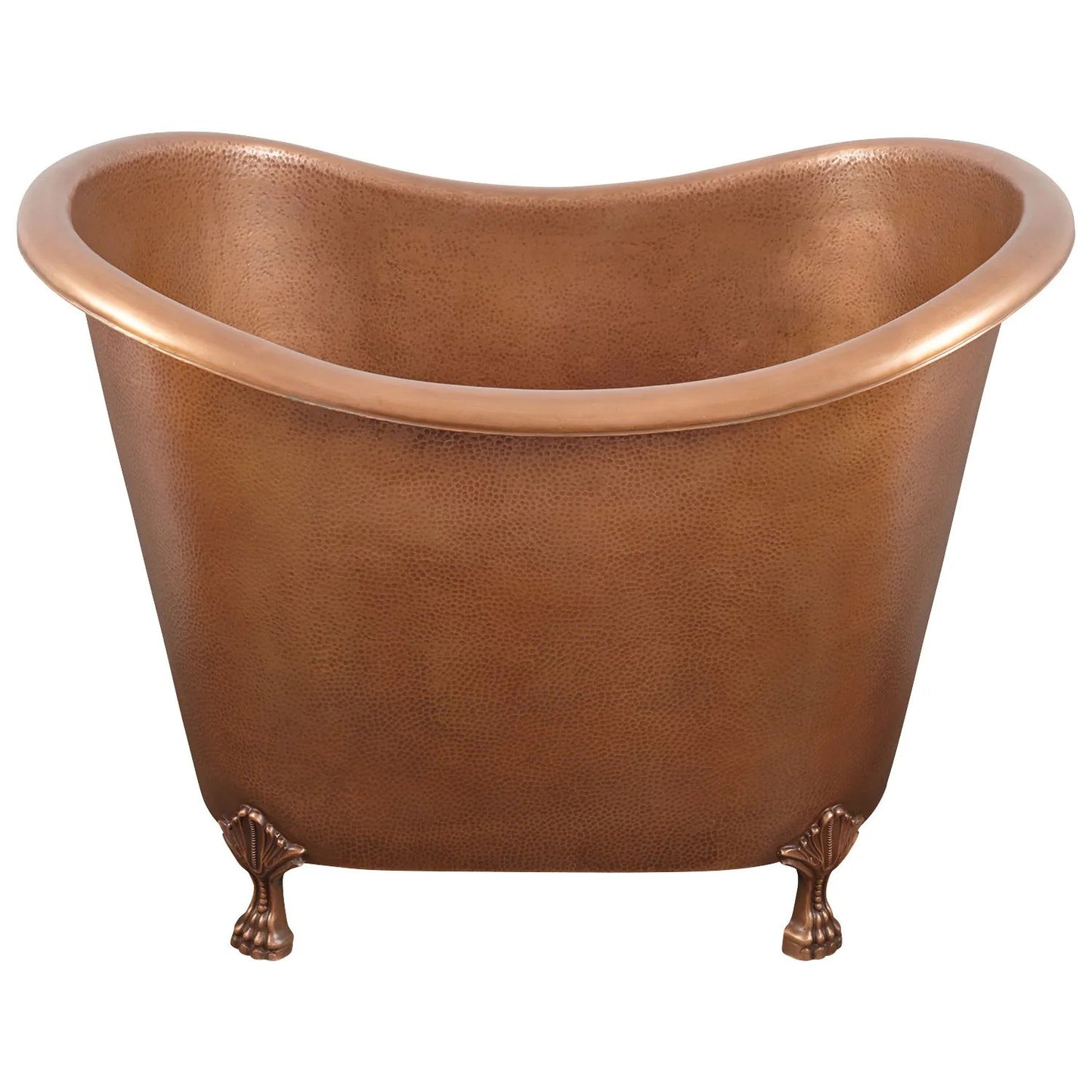 Coppersmith Creations Clawfoot Bathtub Hammered Copper Double-Slipper Soaking Tub 48-inch