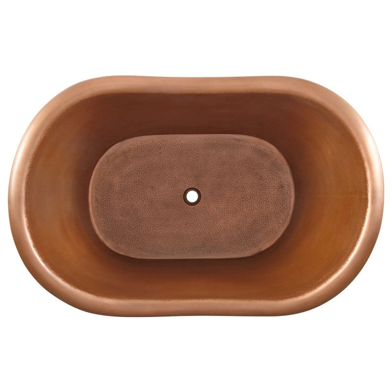 Coppersmith Creations Clawfoot Bathtub Hammered Copper Double-Slipper Soaking Tub 48-inch