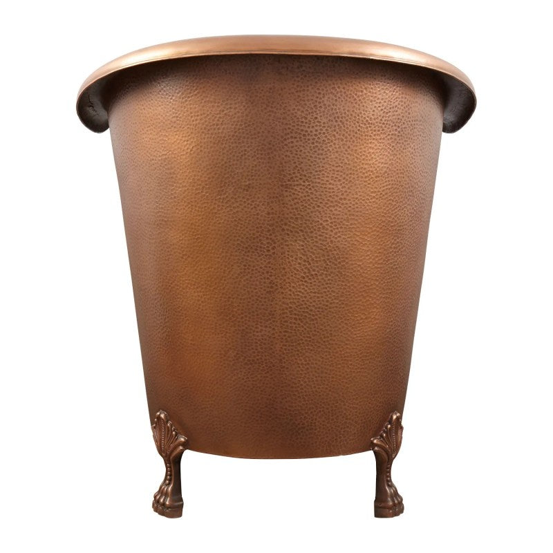 Coppersmith Creations Clawfoot Bathtub Hammered Copper Double-Slipper Soaking Tub 48-inch