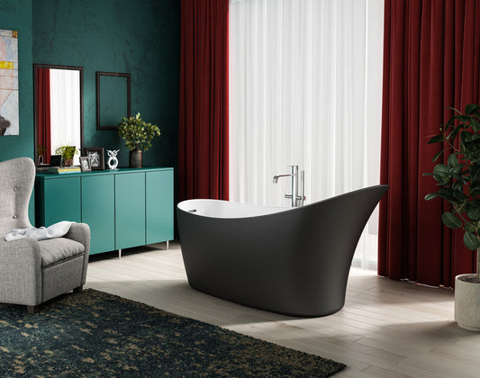 Charlotte Edwards Portobello Freestanding Bath - Matt Black