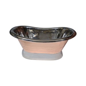 Coppersmith Creations Copper Tub-Style Basin – Nickel Inside & on Base, Copper Outside